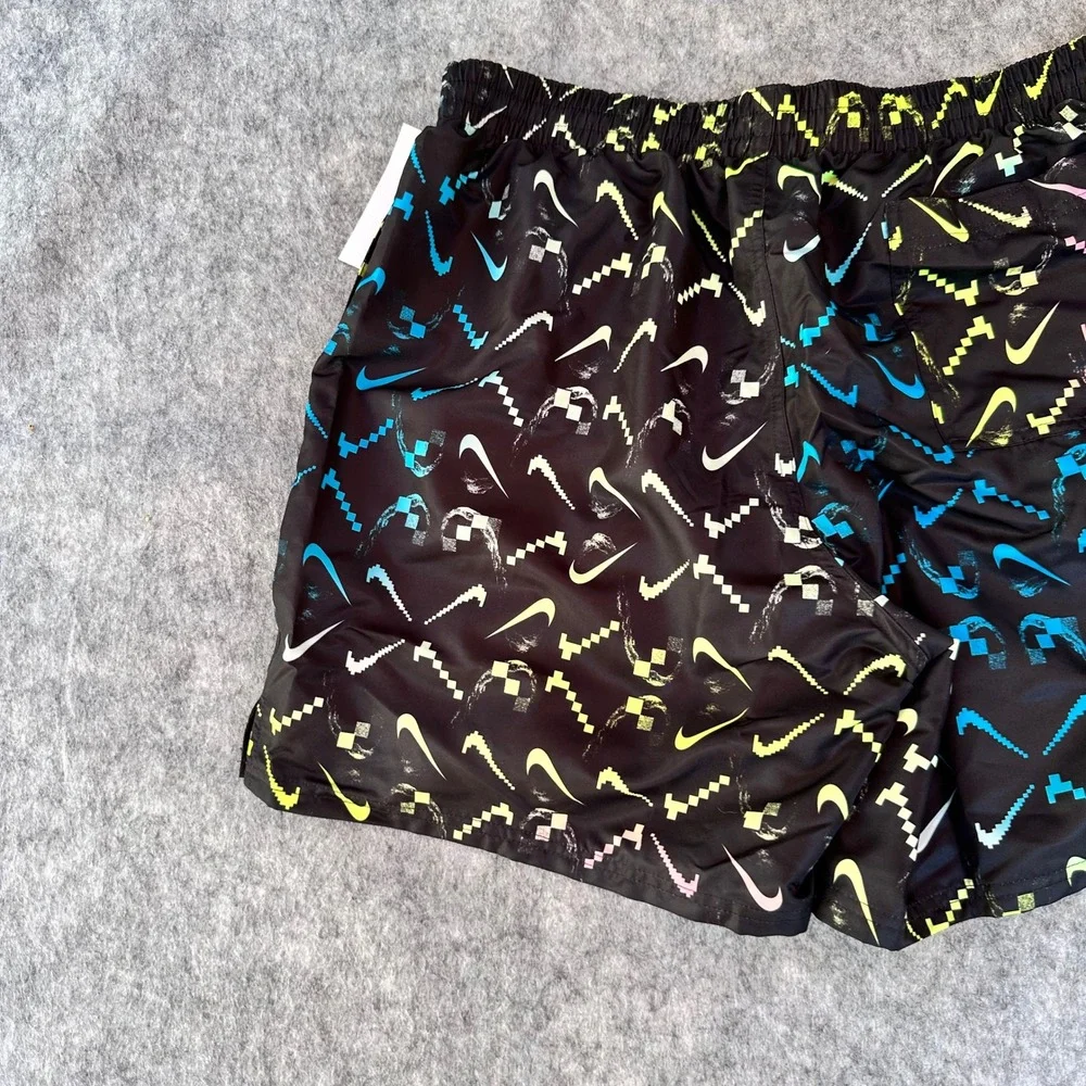 Nike Mens XL Black Pixelated Swoosh Swim Volley Shorts NESSD516-001 NWT